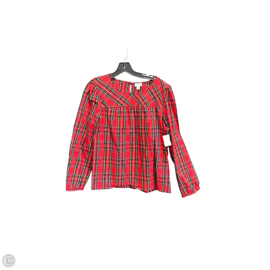Top Long Sleeve By J. Crew In Plaid Pattern, Size: L