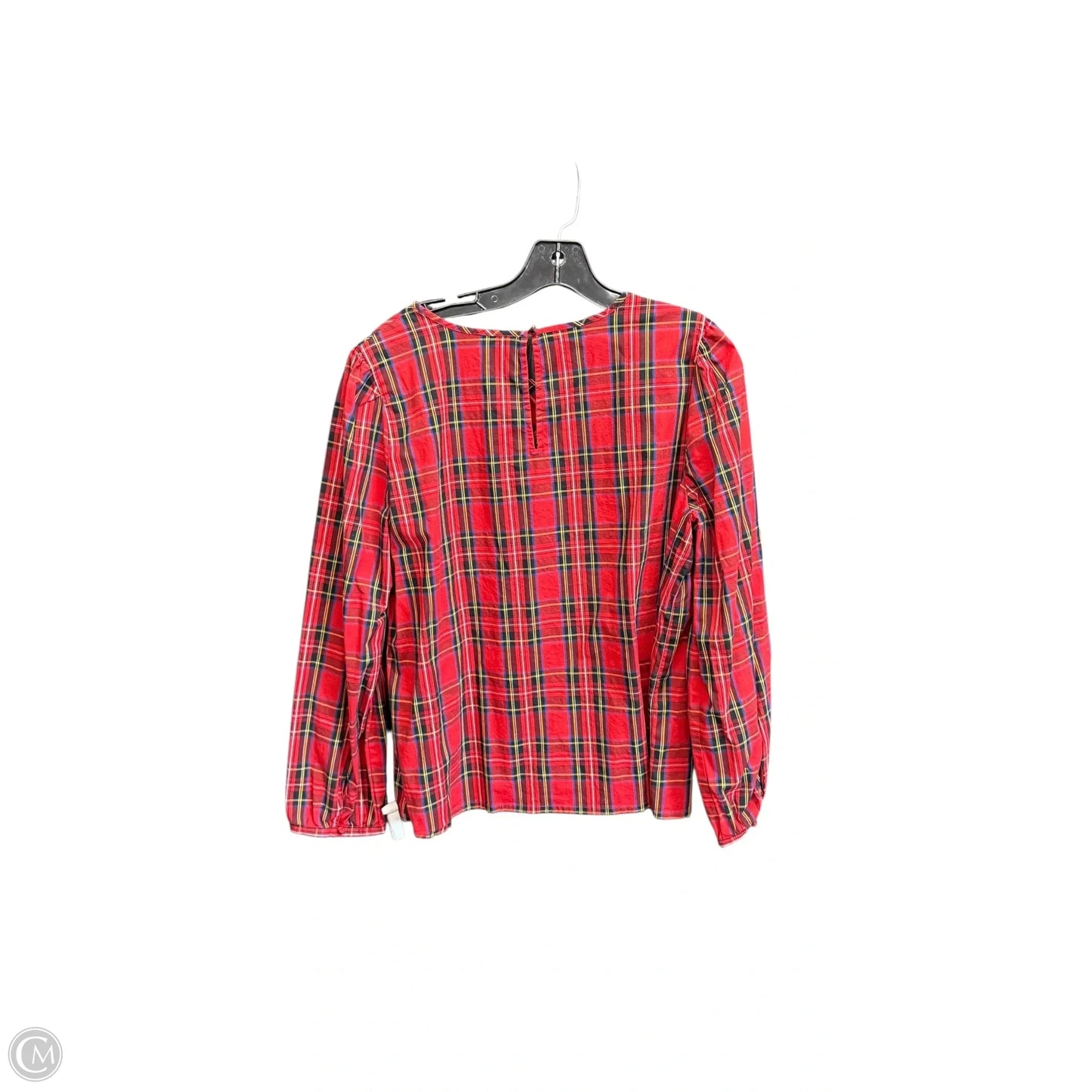 Top Long Sleeve By J. Crew In Plaid Pattern, Size: L