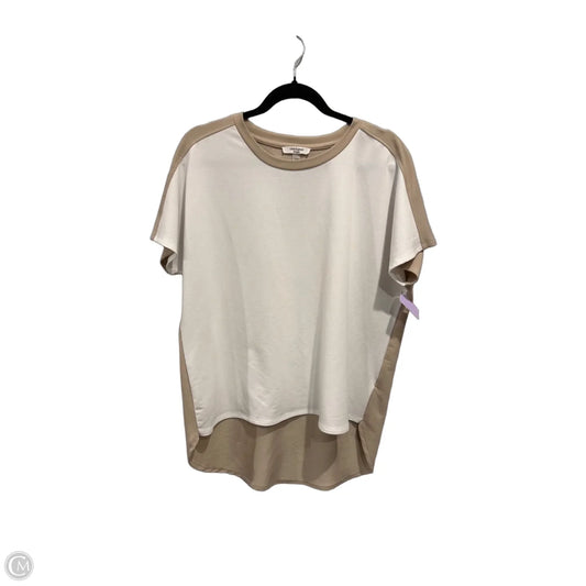 Top Short Sleeve By Cable And Gauge In Tan & White, Size: L
