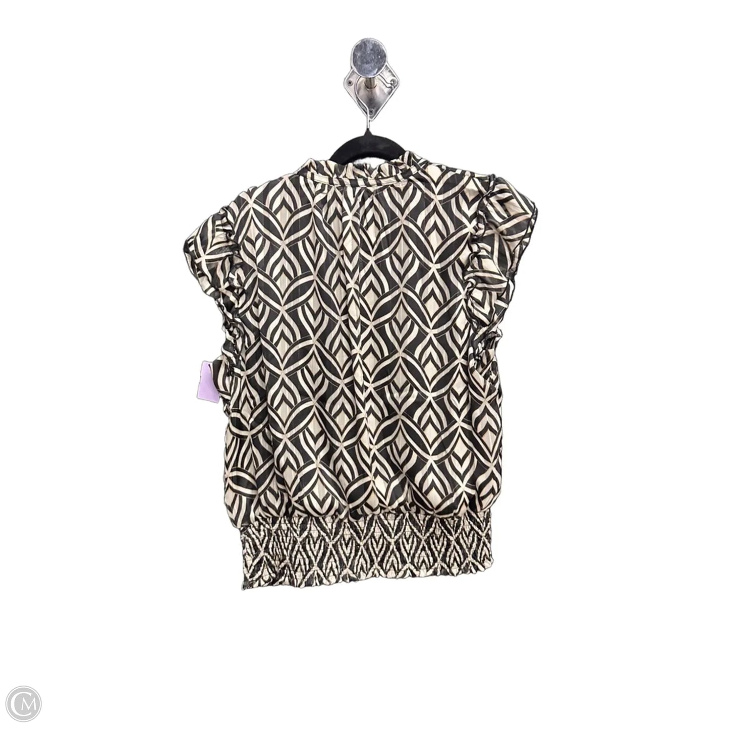 Top Sleeveless By Tamara H In Black & Cream, Size: L