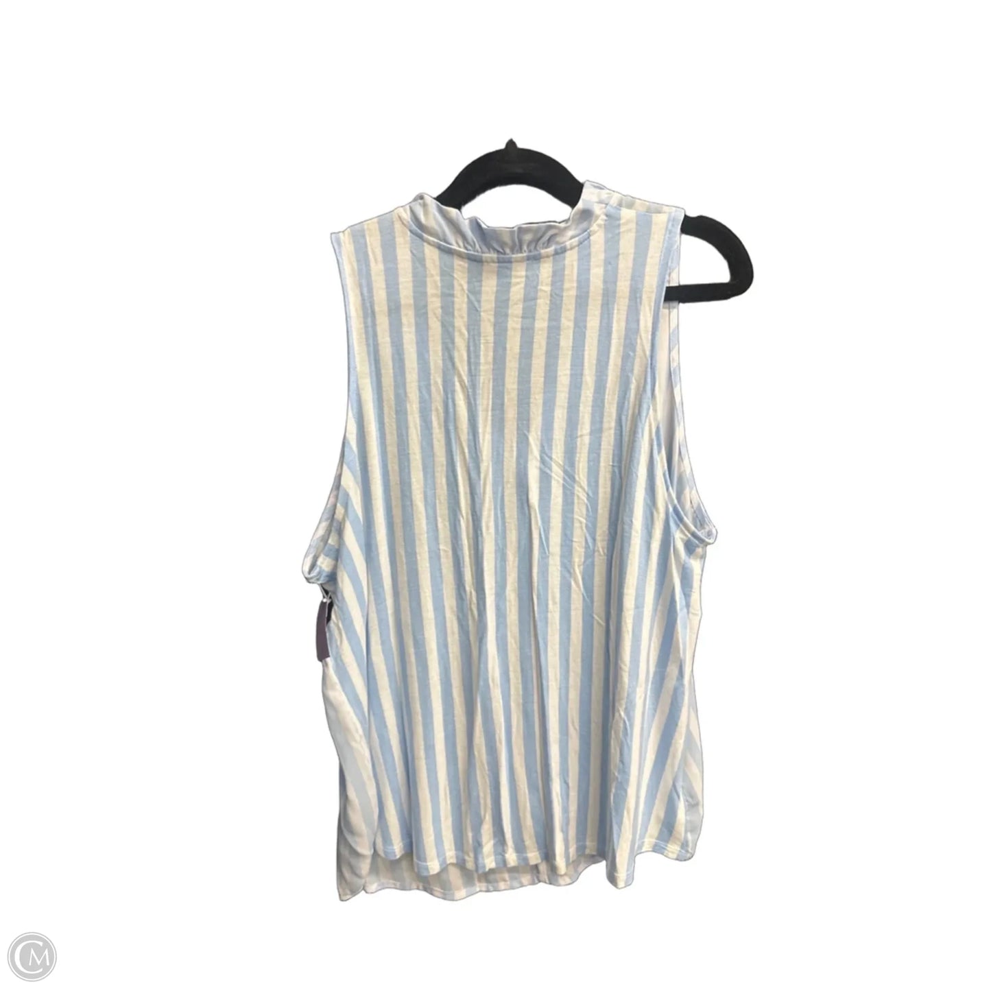 Top Sleeveless By Loft In Blue & White, Size: L