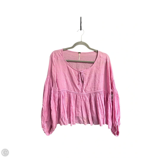 Top Long Sleeve By Free People In Pink, Size: M