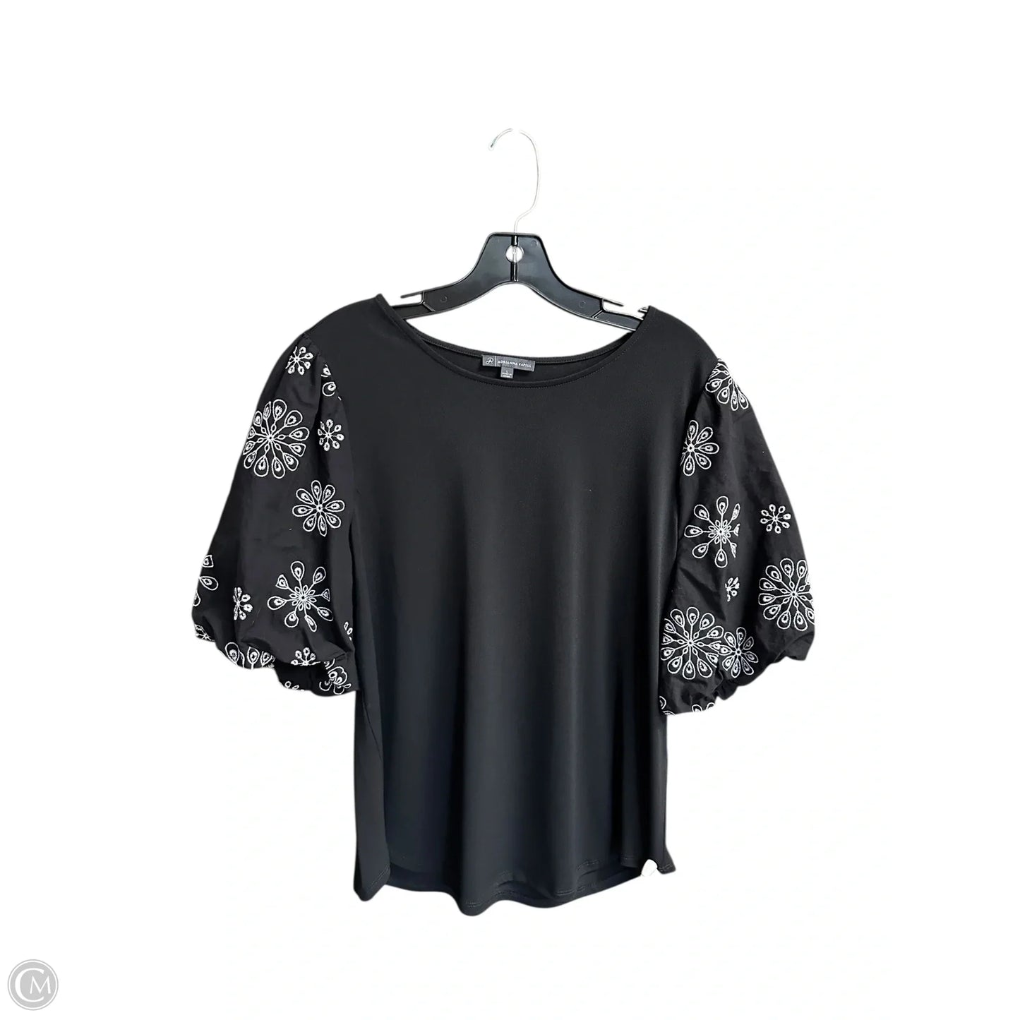 Top Short Sleeve By Adrianna Papell In Black, Size: L