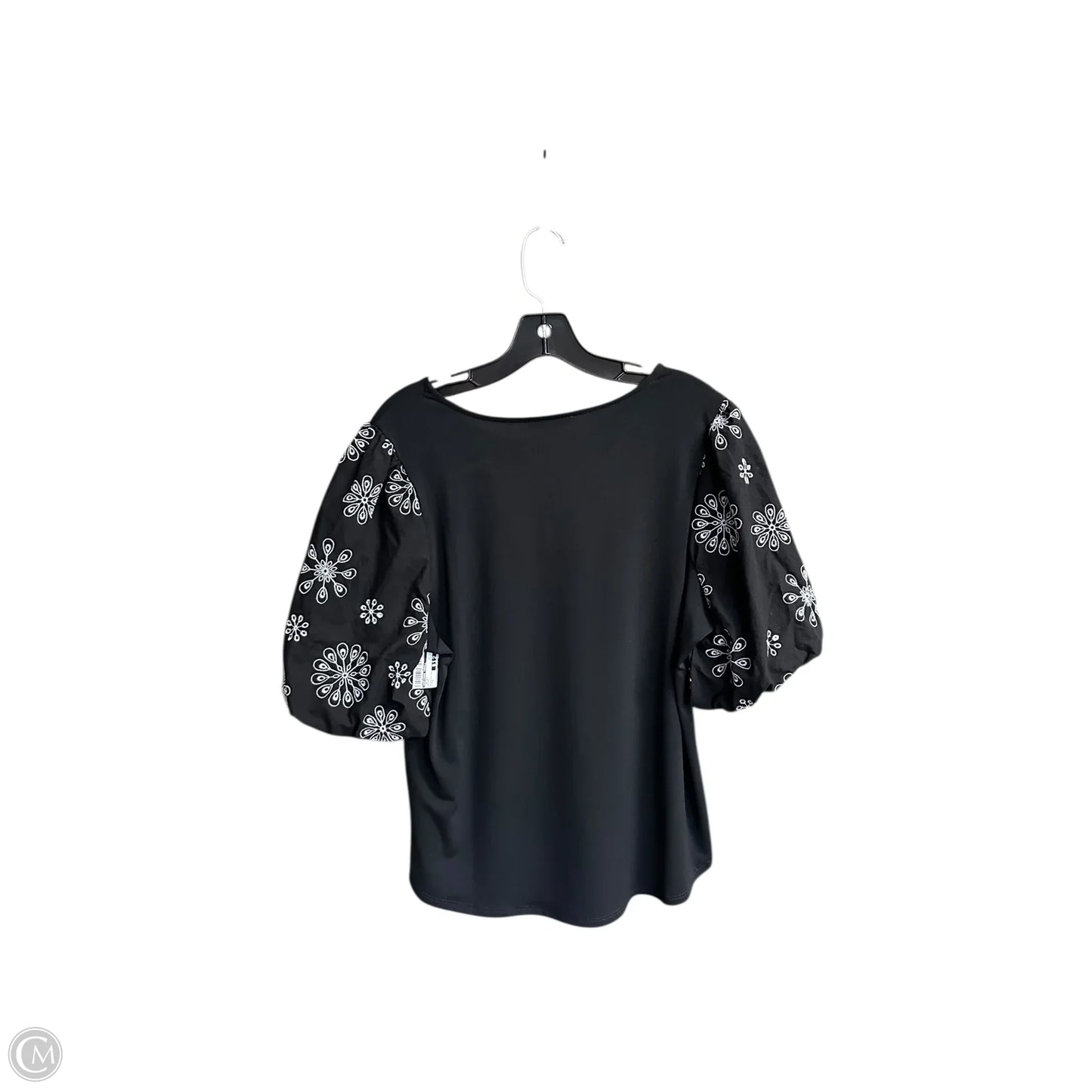 Top Short Sleeve By Adrianna Papell In Black, Size: L