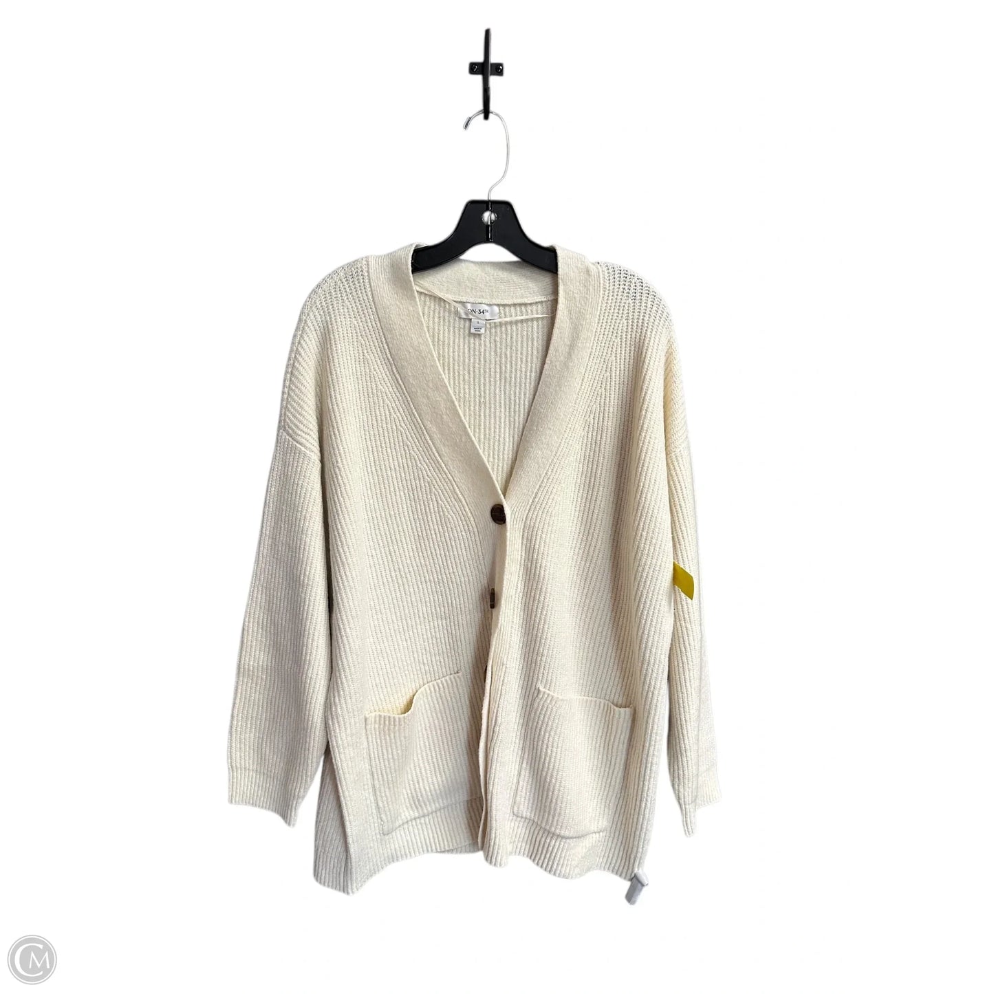 Sweater Cardigan By On 34th In Cream, Size: L