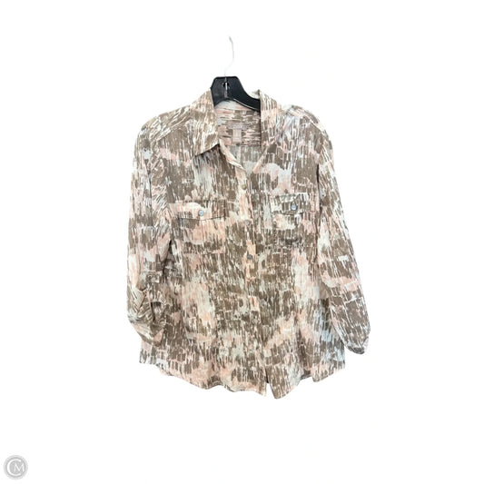 Top Long Sleeve By Chicos In Brown & Pink, Size: L