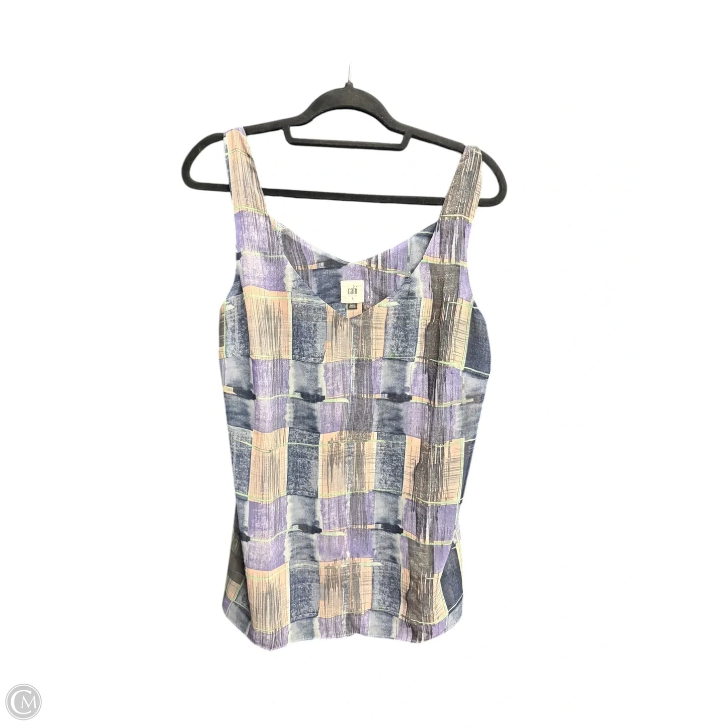 Top Sleeveless By Cabi In Checkered Pattern, Size: L