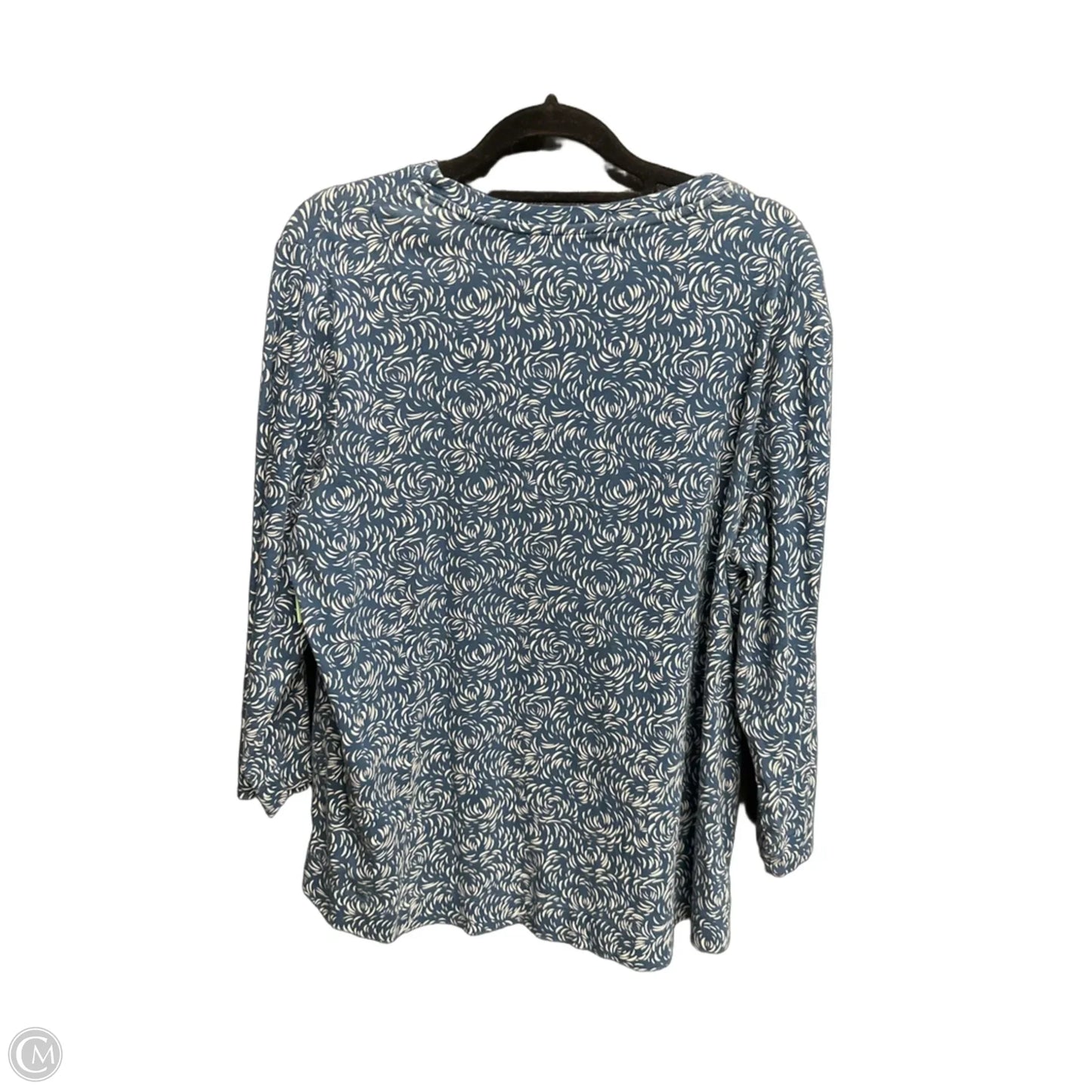 Top 3/4 Sleeve By Chicos In Blue & White, Size: Xl