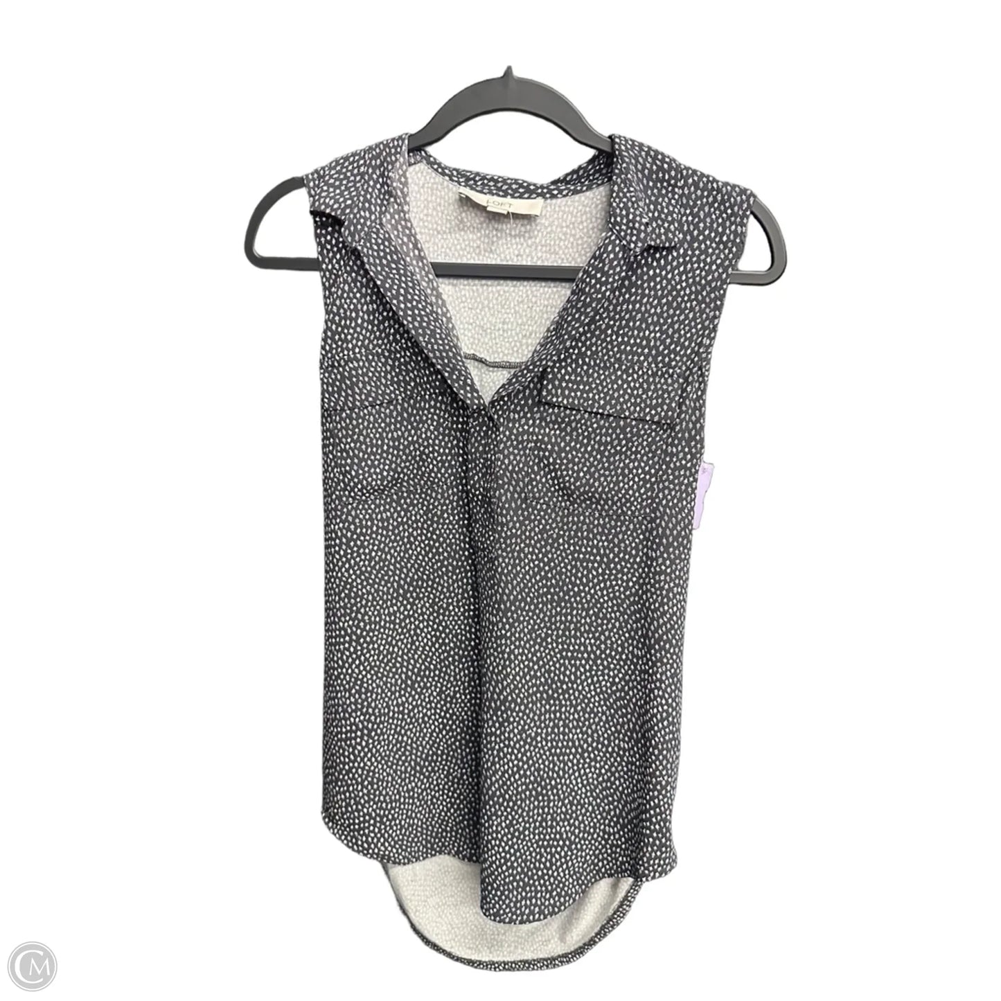 Top Sleeveless By Loft In Grey & White, Size: S