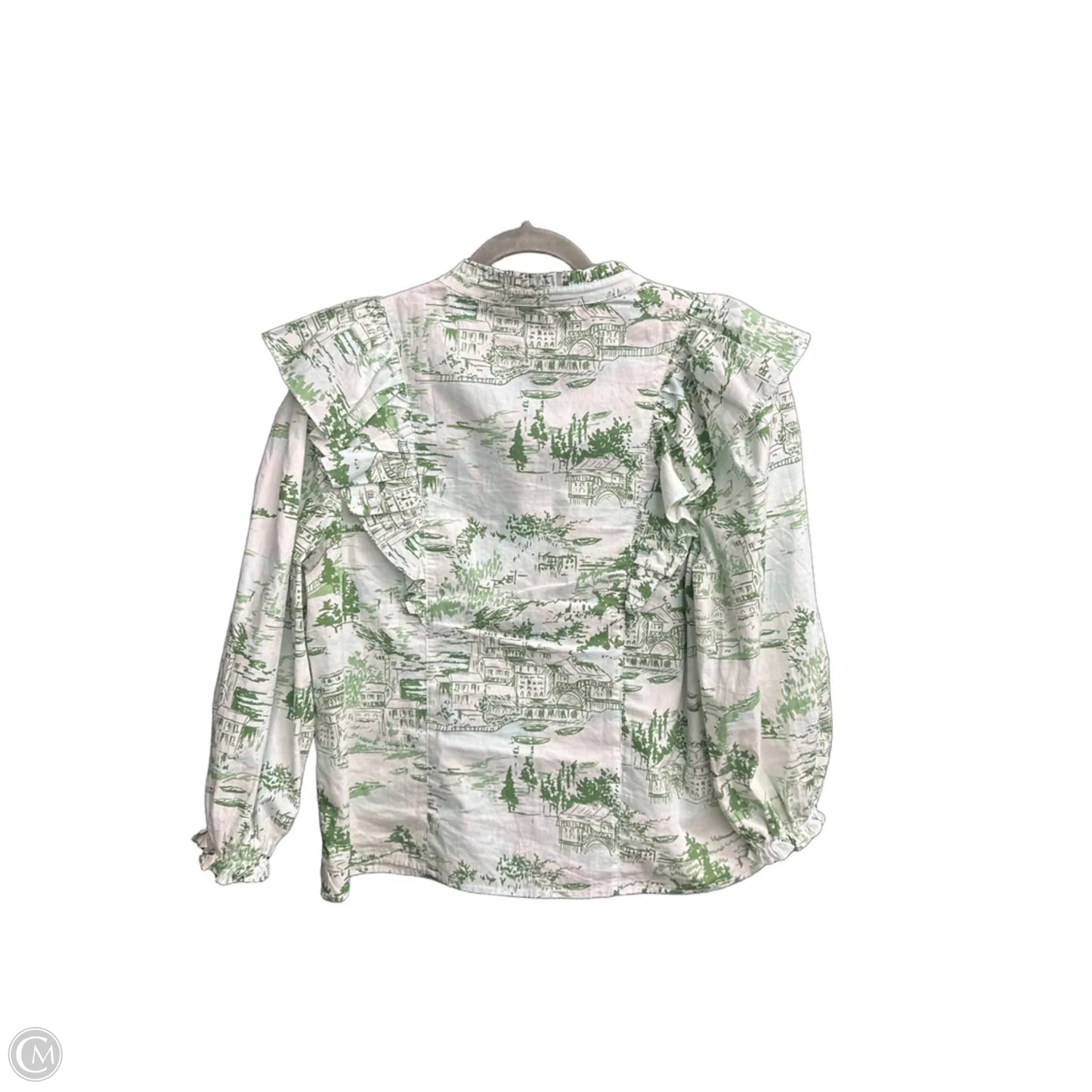 Top Long Sleeve By Sugar Lips In Green & White, Size: M