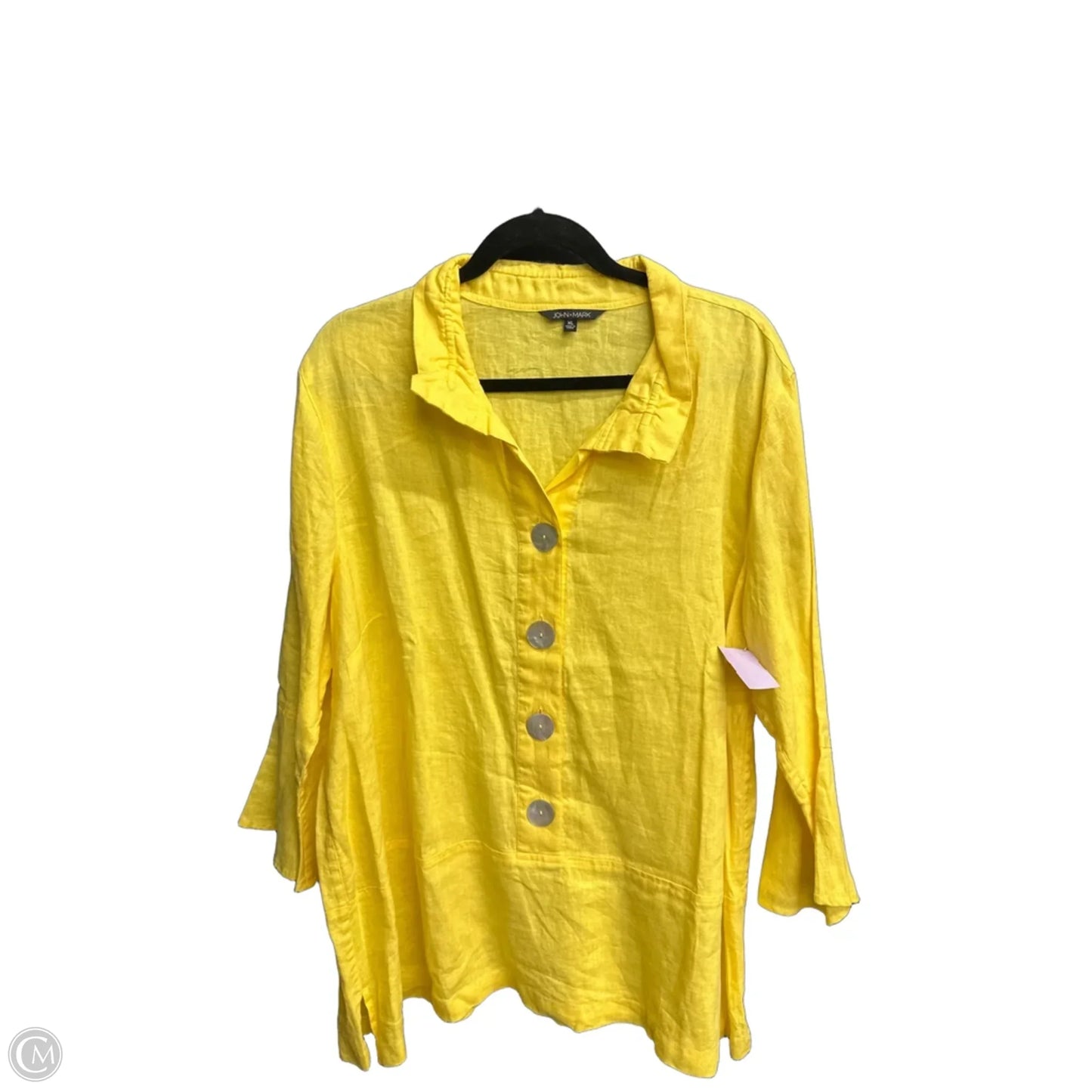Top 3/4 Sleeve By John Mark In Yellow, Size: Xl
