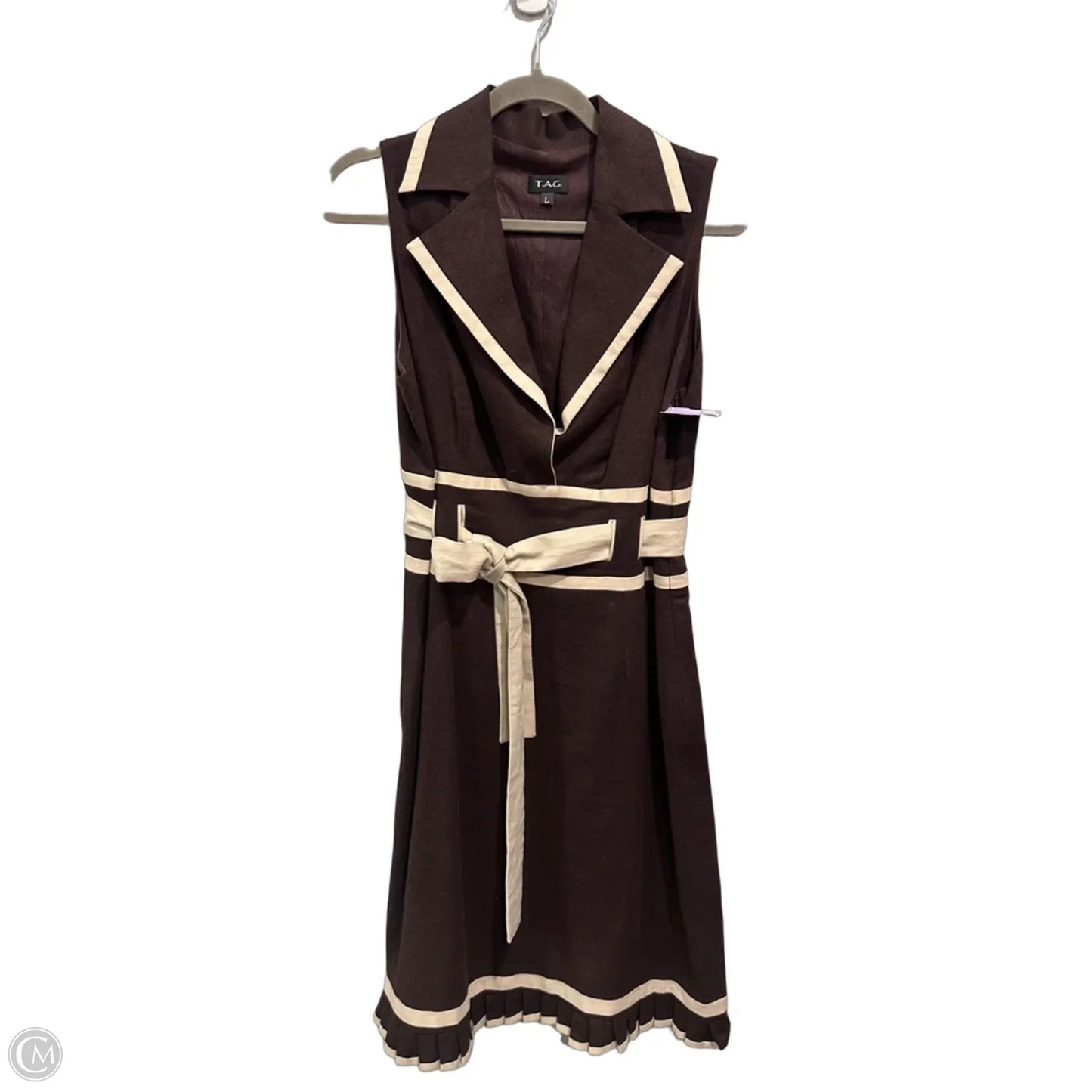 Dress Casual Midi By Clothes Mentor In Brown, Size: L