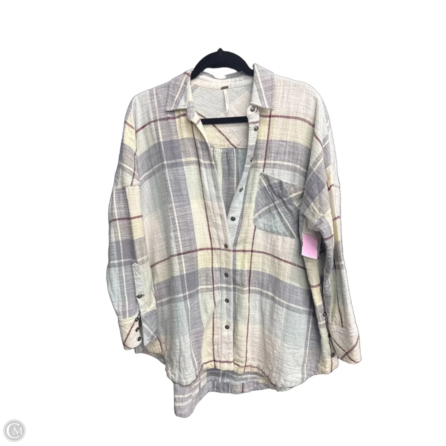 Top Long Sleeve By Free People In Checkered Pattern, Size: Xs