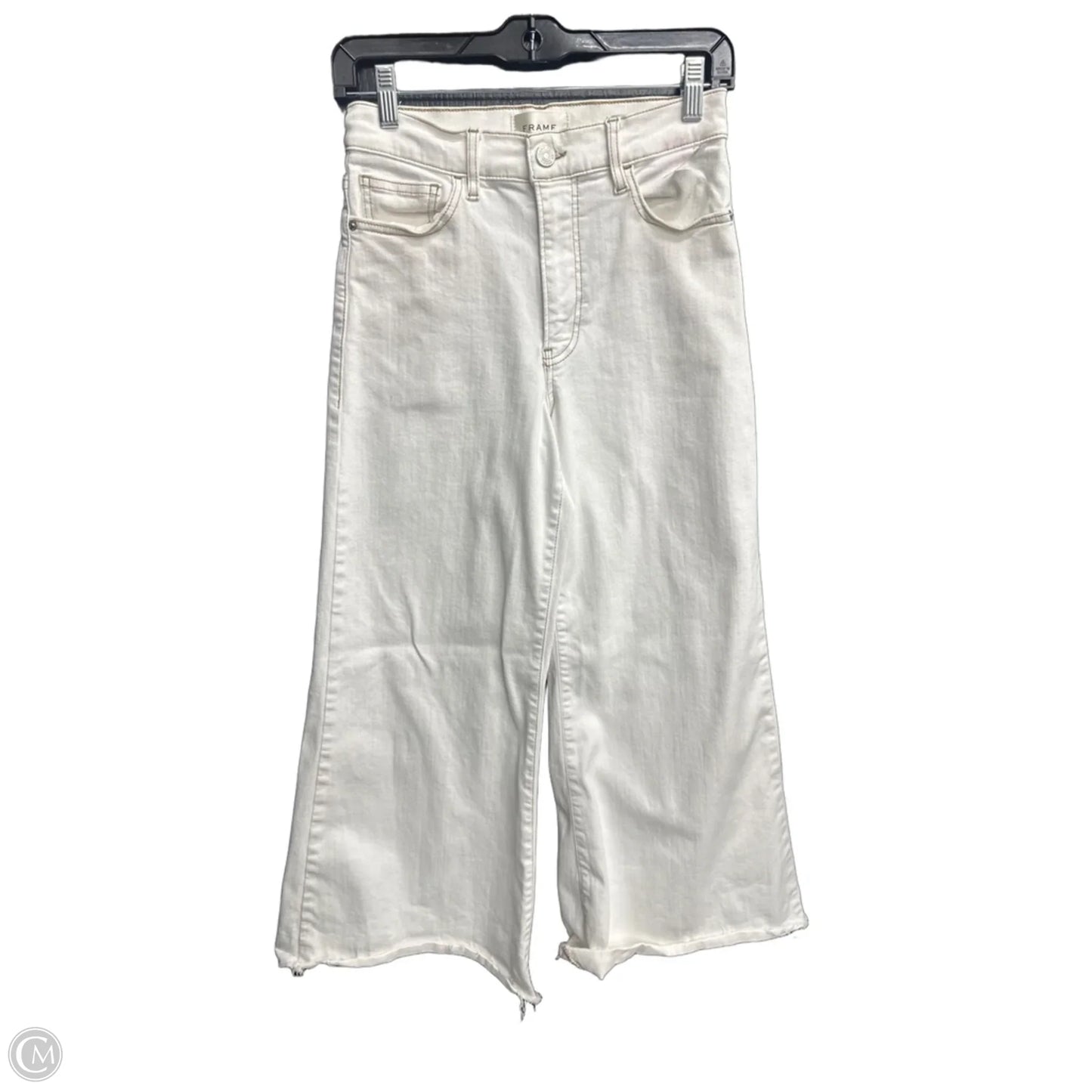 Jeans Wide Leg By Frame In White Denim, Size: 4