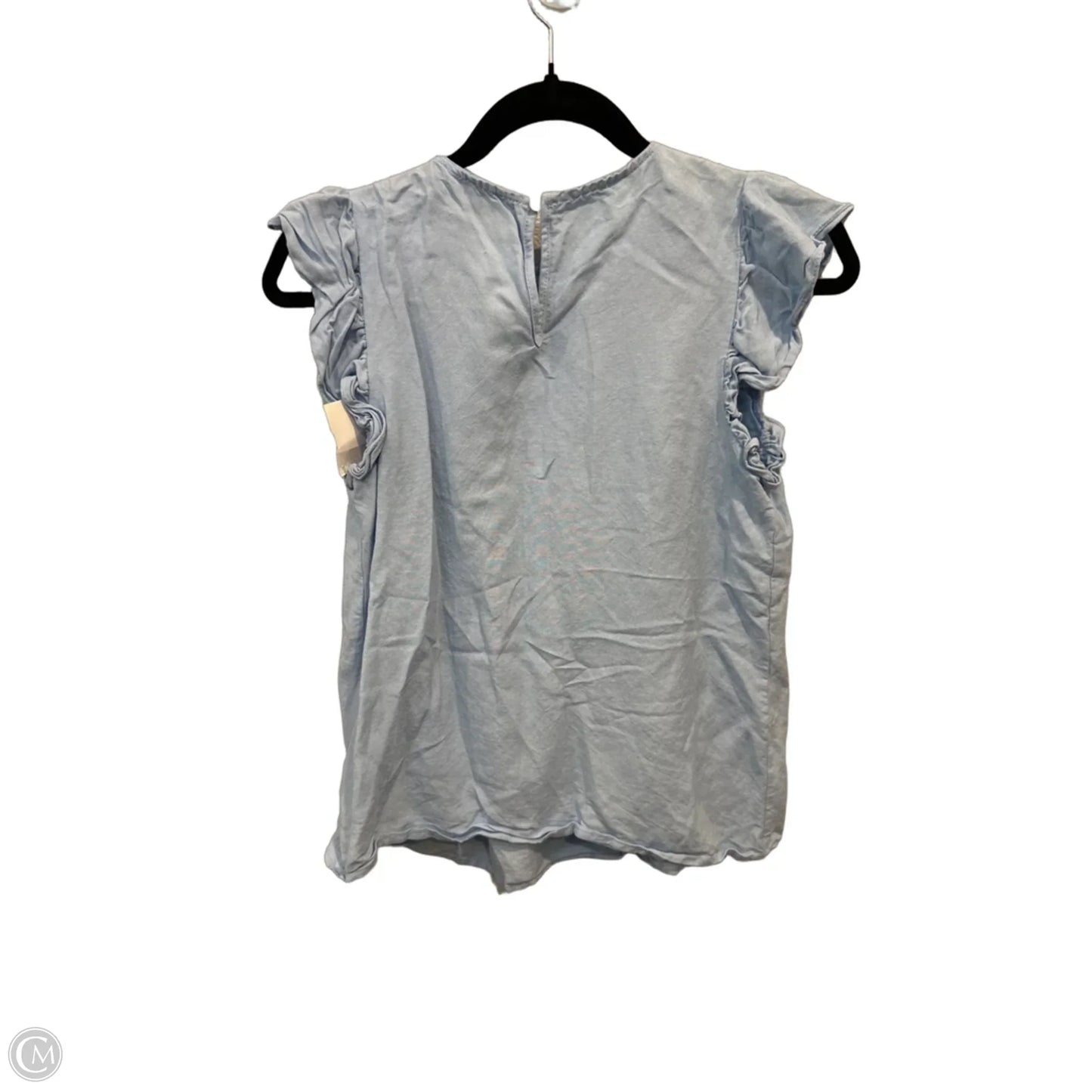 Blouse Short Sleeve By J.marie In Blue & White, Size: S