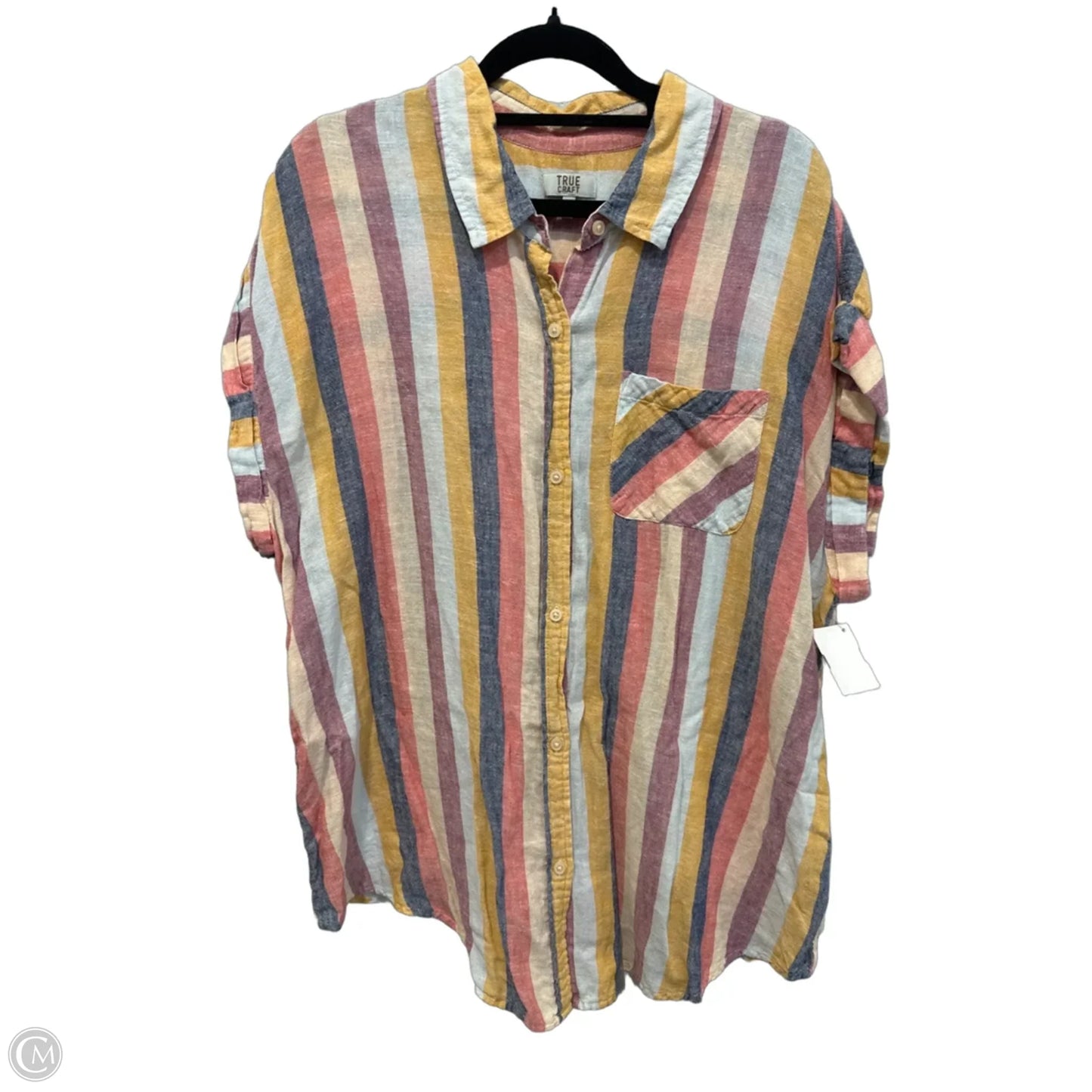 Top Short Sleeve By True Craft In Striped Pattern, Size: Xl