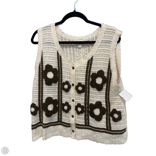 Top Sleeveless By Anniewear In Brown & Cream, Size: L