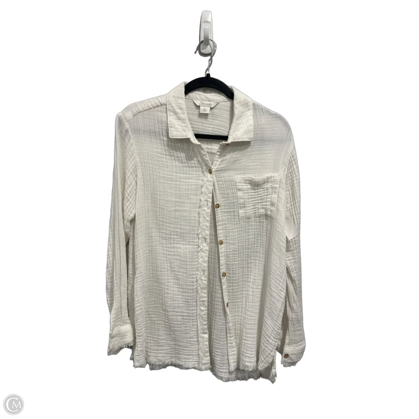 Top Long Sleeve By Natural Reflections In White, Size: M