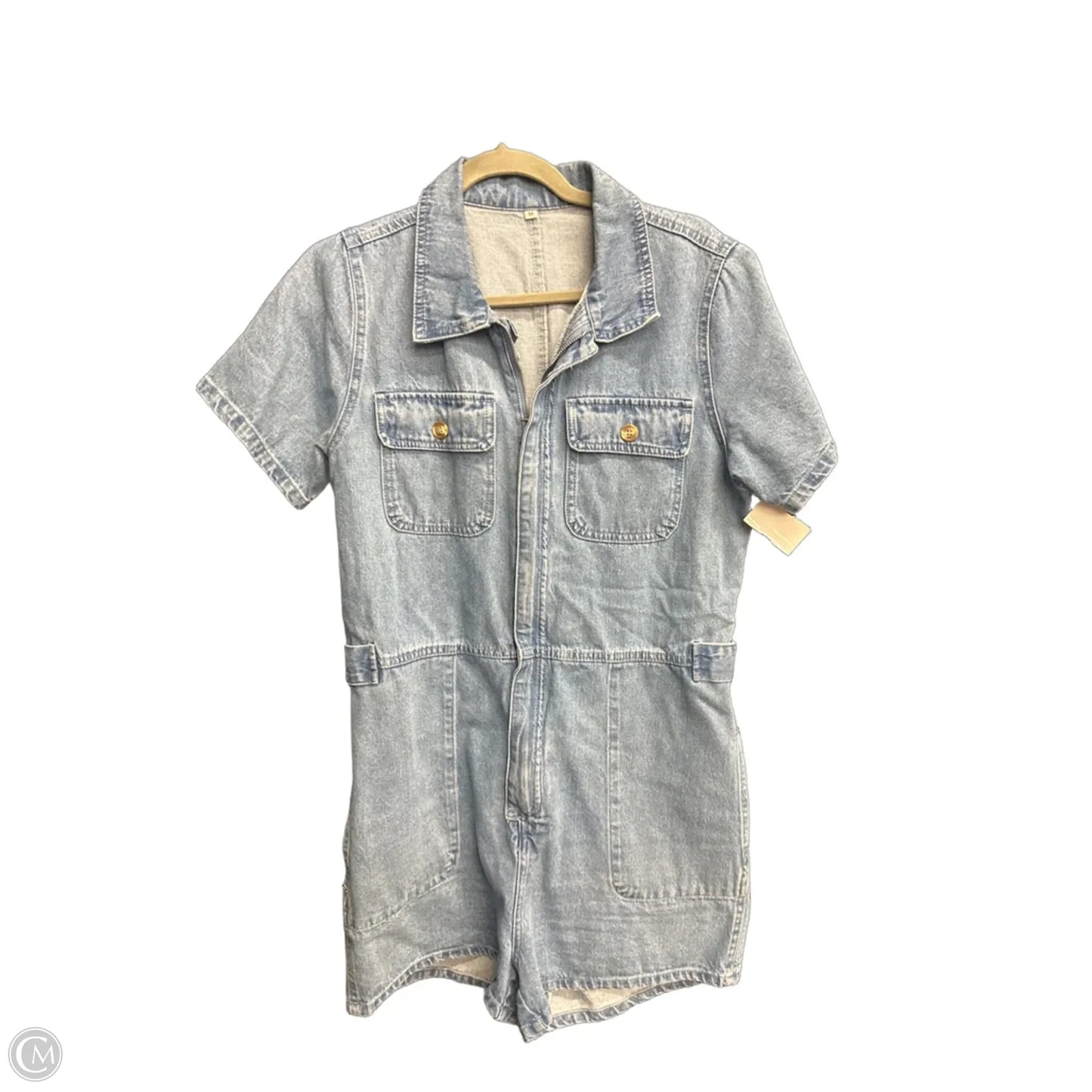 Romper By Clothes Mentor In Blue Denim, Size: M