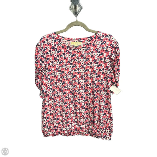 Top Short Sleeve Designer By Michael Kors In Floral Print, Size: Xl