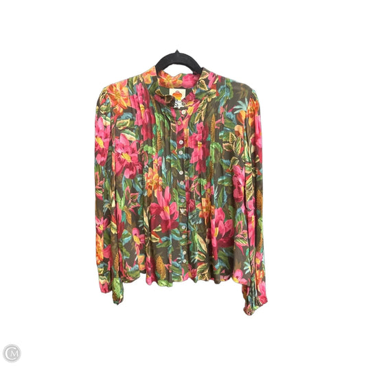 Blouse Long Sleeve By Farm Rio In Floral Print, Size: M