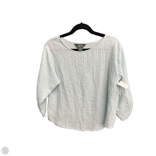 Blouse 3/4 Sleeve By Woolrich In Green & White, Size: L