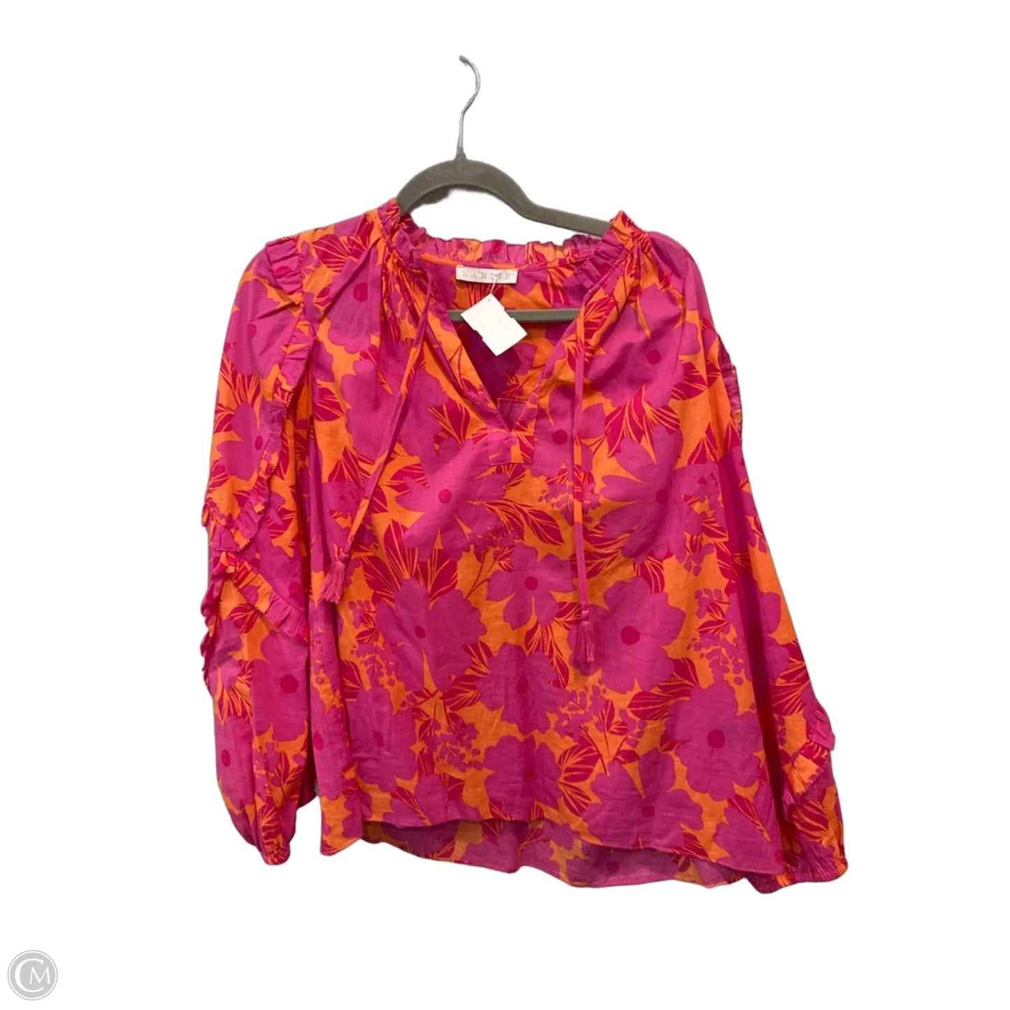 Blouse Long Sleeve By Karlie In Orange & Pink, Size: M