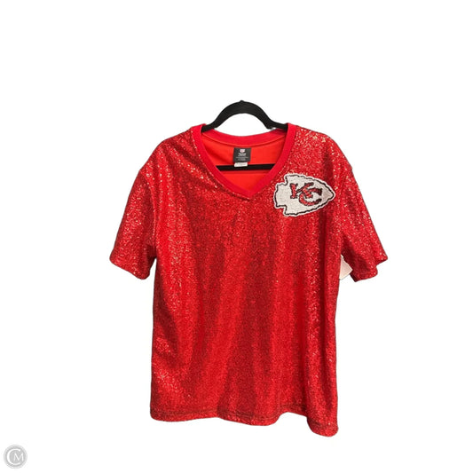 Top Short Sleeve By Nfl In Red & Yellow, Size: L