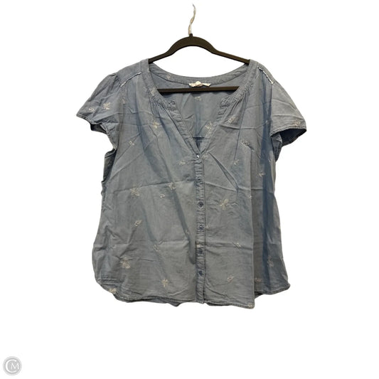 Blouse Sleeveless By Jane And Delancey In Blue & White, Size: 2x
