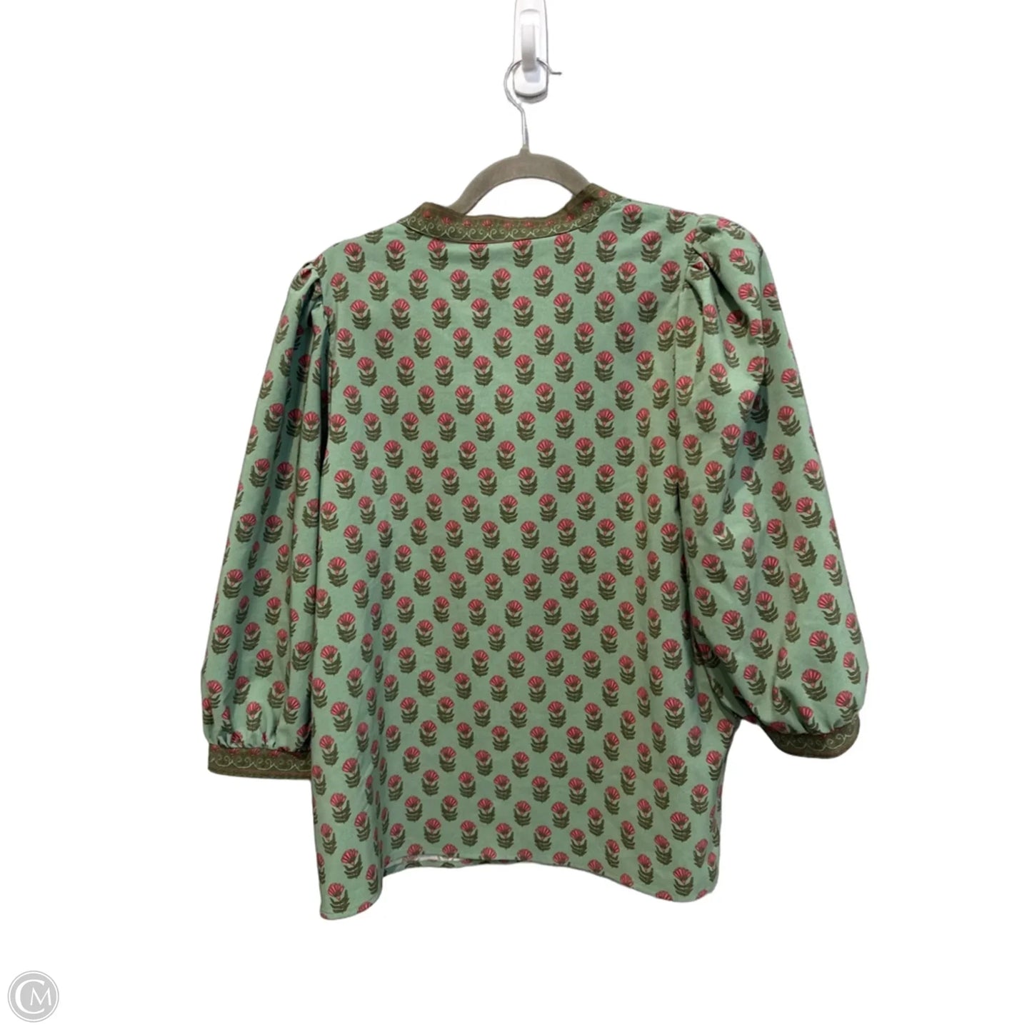 Blouse 3/4 Sleeve By Mary Square In Green & Pink, Size: L