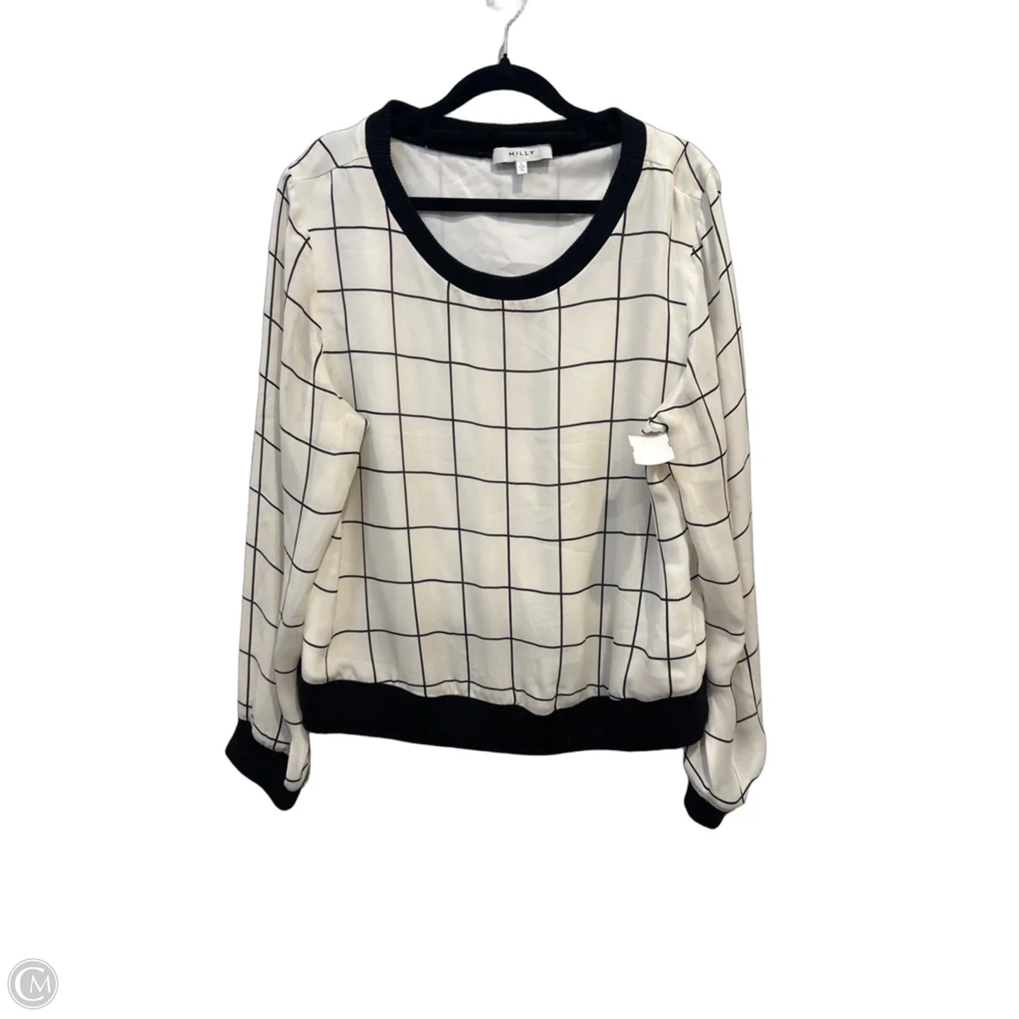 Top Long Sleeve Designer By Milly In Black & White, Size: L