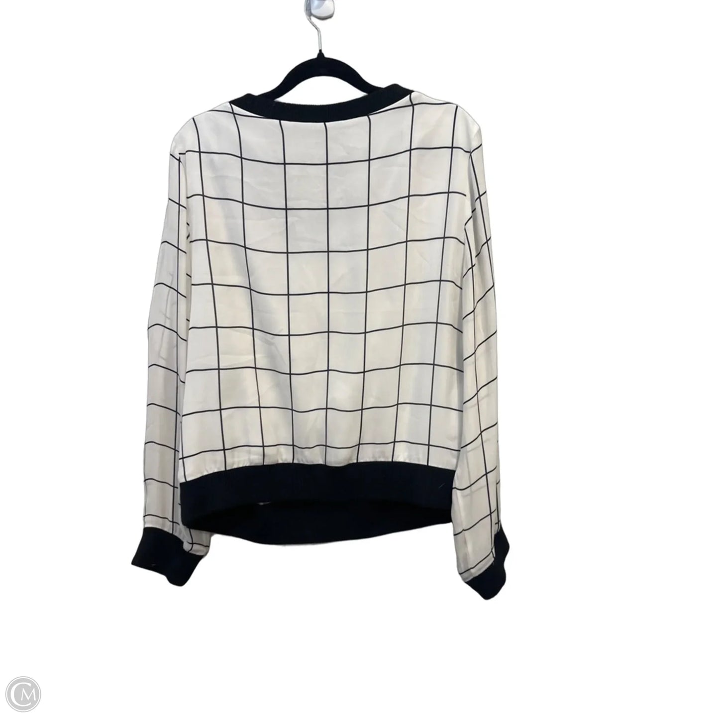 Top Long Sleeve Designer By Milly In Black & White, Size: L