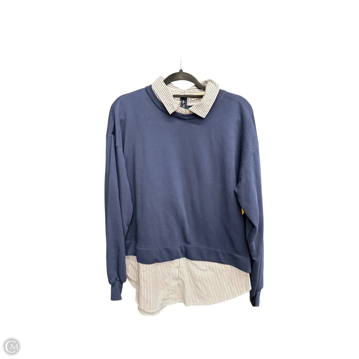Sweater By Loft In Blue & White, Size: L
