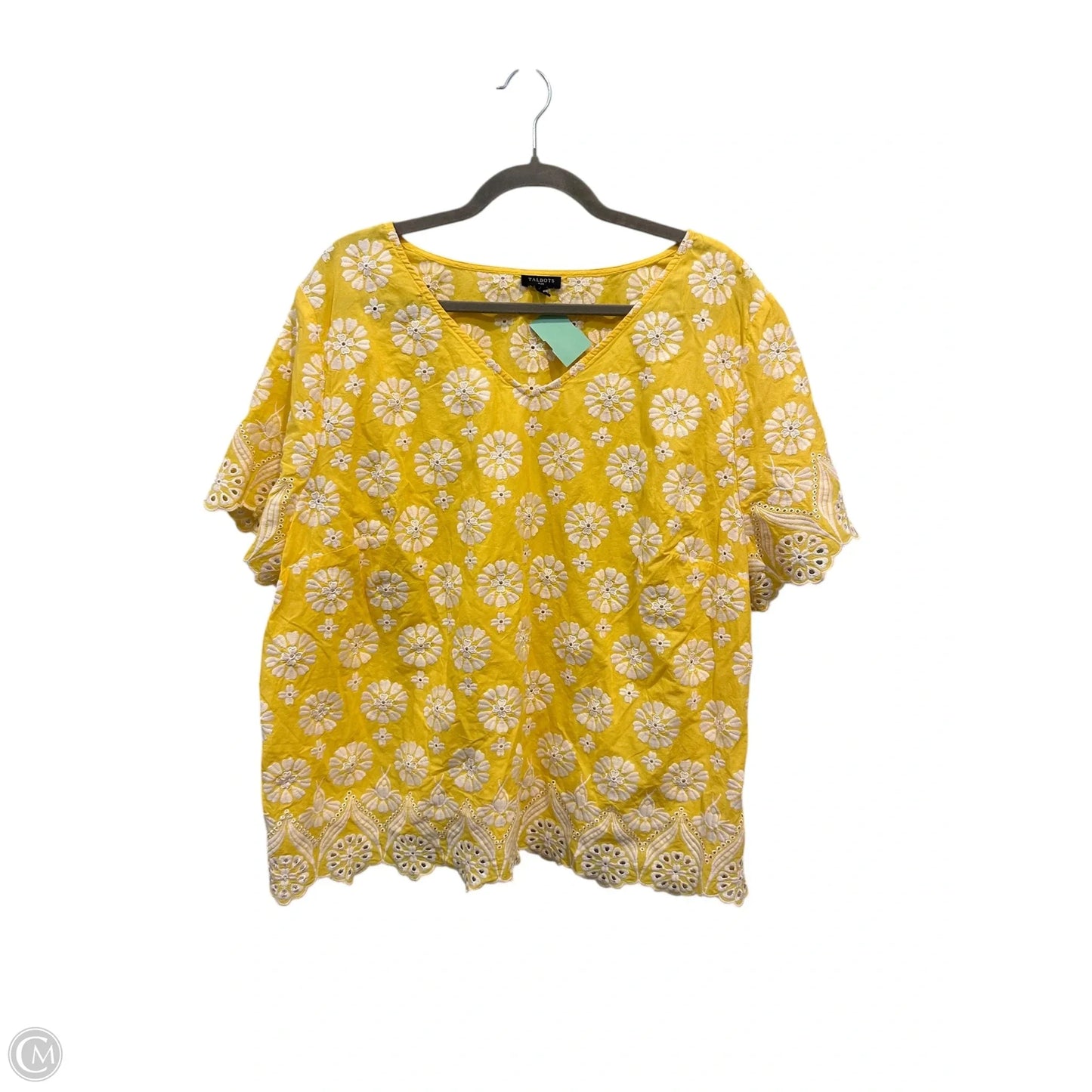 Top Short Sleeve By Talbots In Yellow, Size: 3x