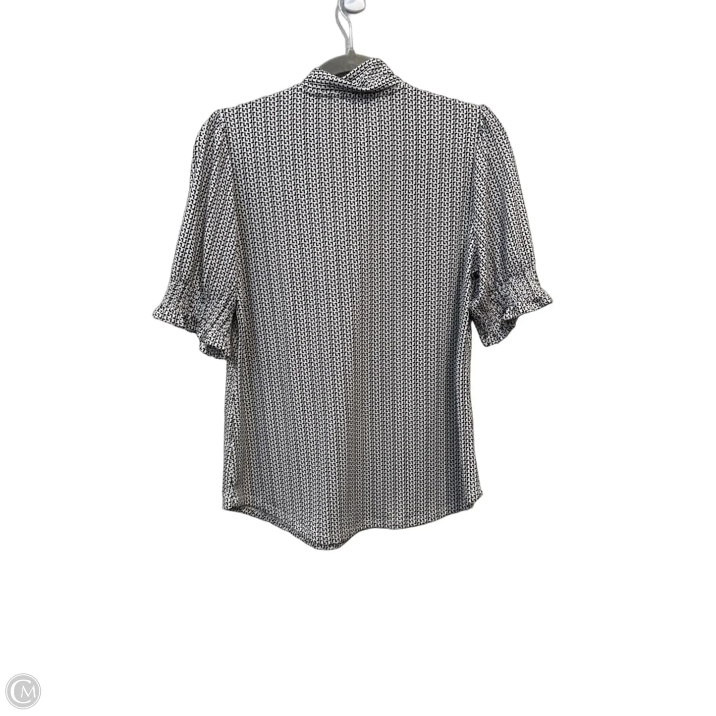 Blouse Short Sleeve By Adrianna Papell In Black & White, Size: S