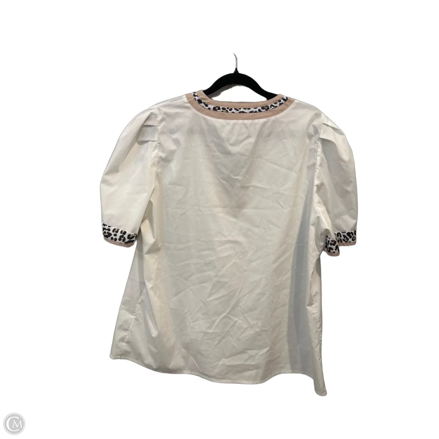 Blouse Short Sleeve By Clothes Mentor In White, Size: L