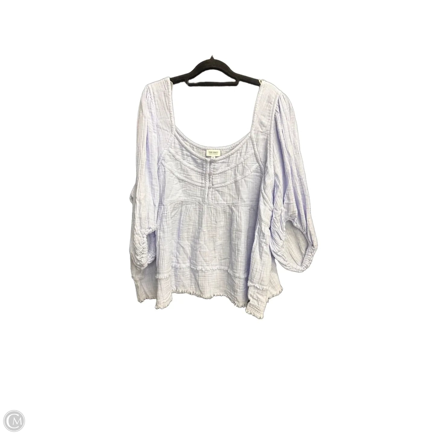 Top 3/4 Sleeve By True Craft In Blue, Size: 3x
