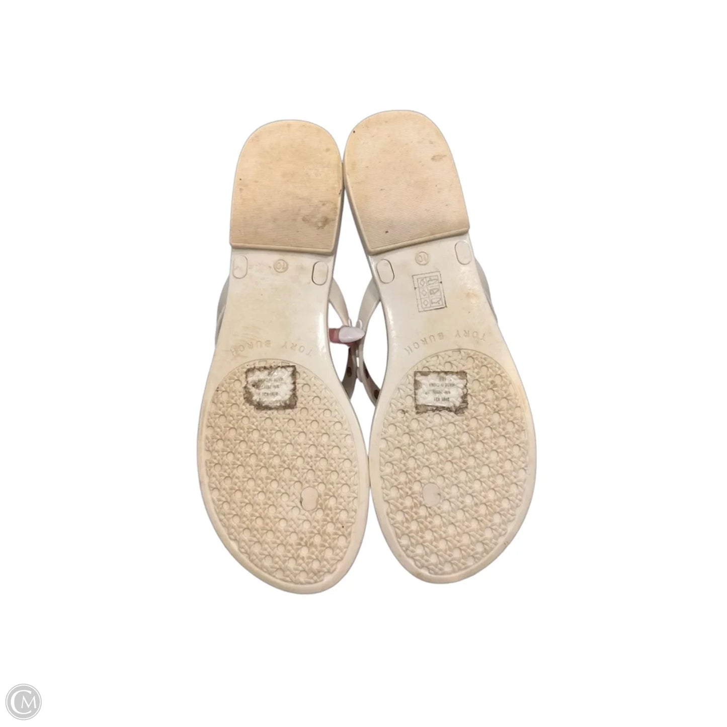 Sandals Designer By Tory Burch In White & Yellow, Size: 10