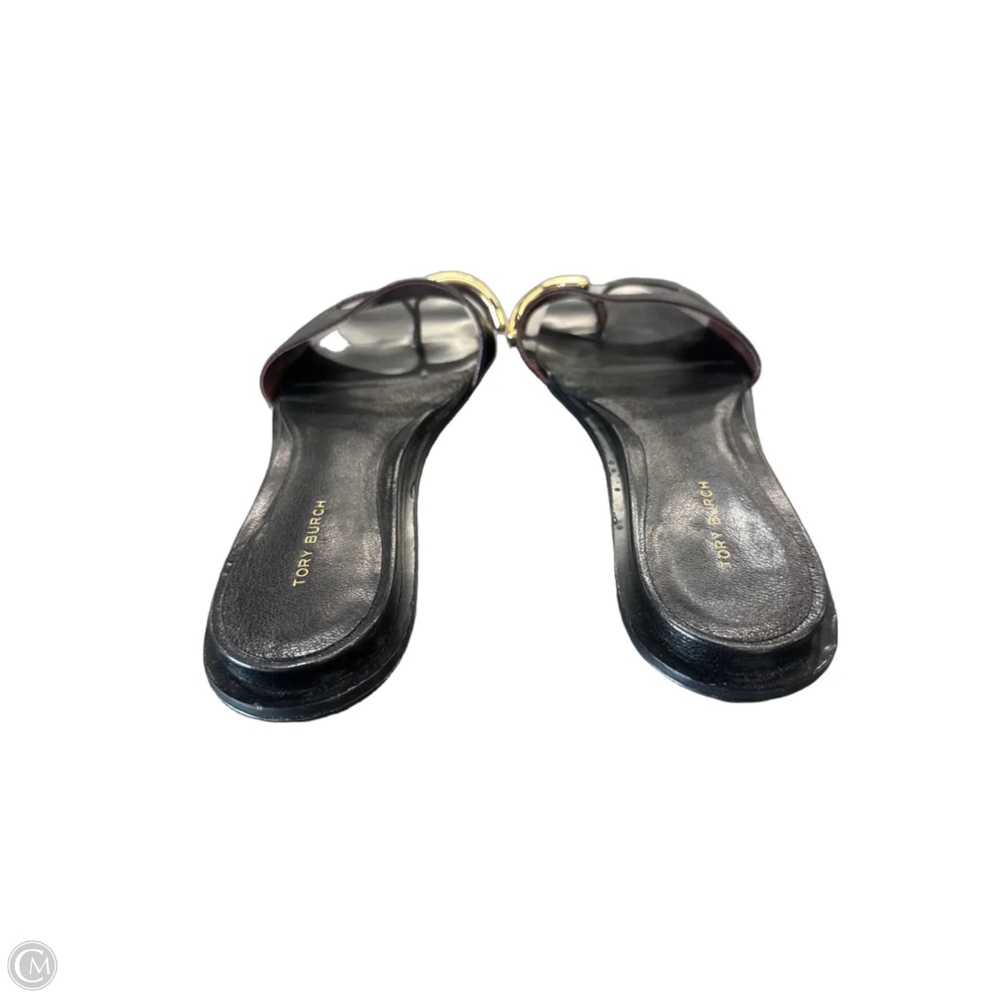 Sandals Designer By Tory Burch In Black & Gold, Size: 9.5