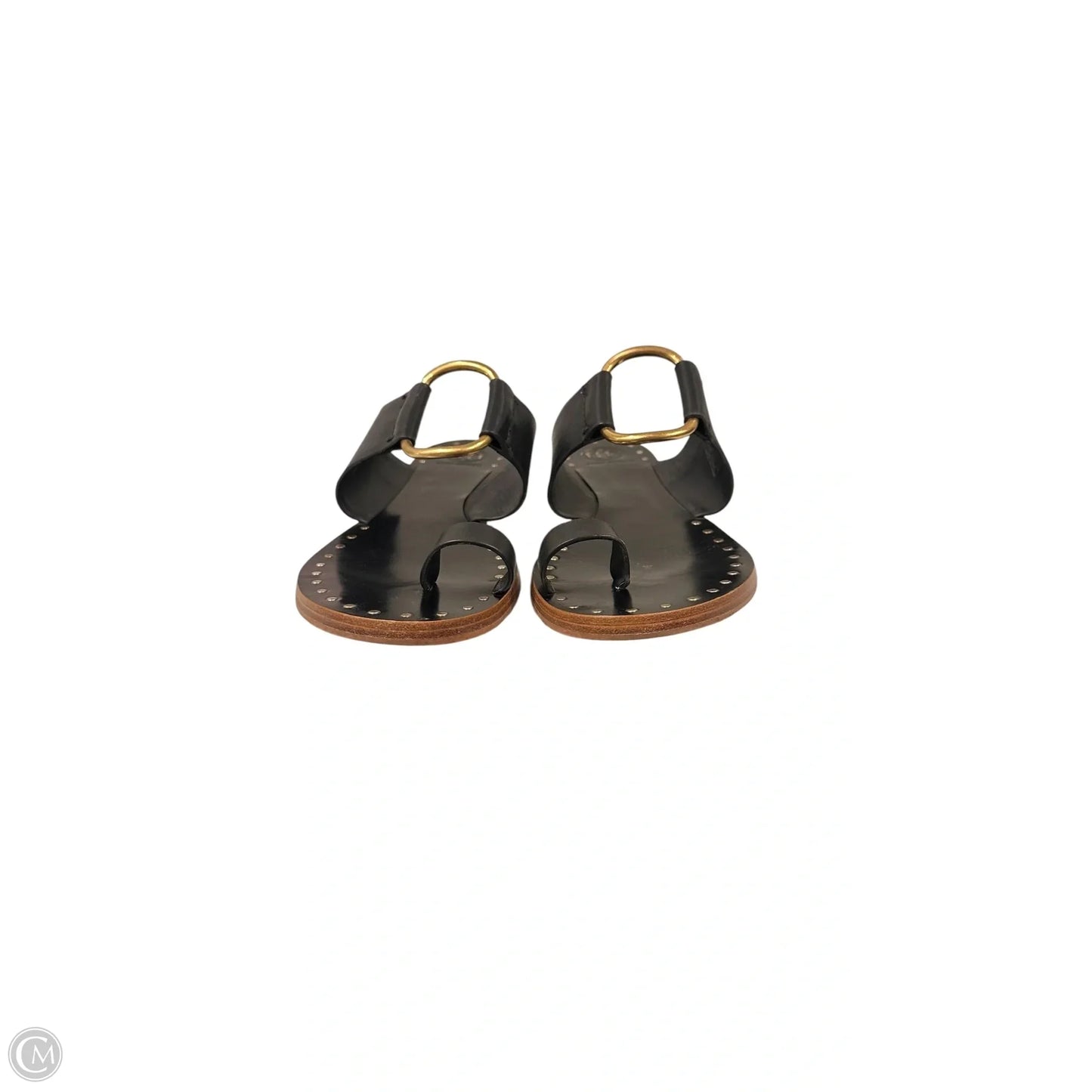 Sandals Designer By Tory Burch In Black & Gold, Size: 9.5