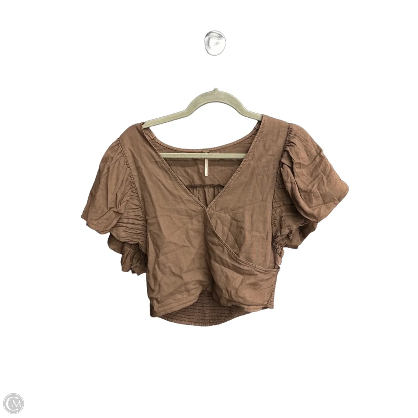 Blouse Short Sleeve By Free People In Brown, Size: L