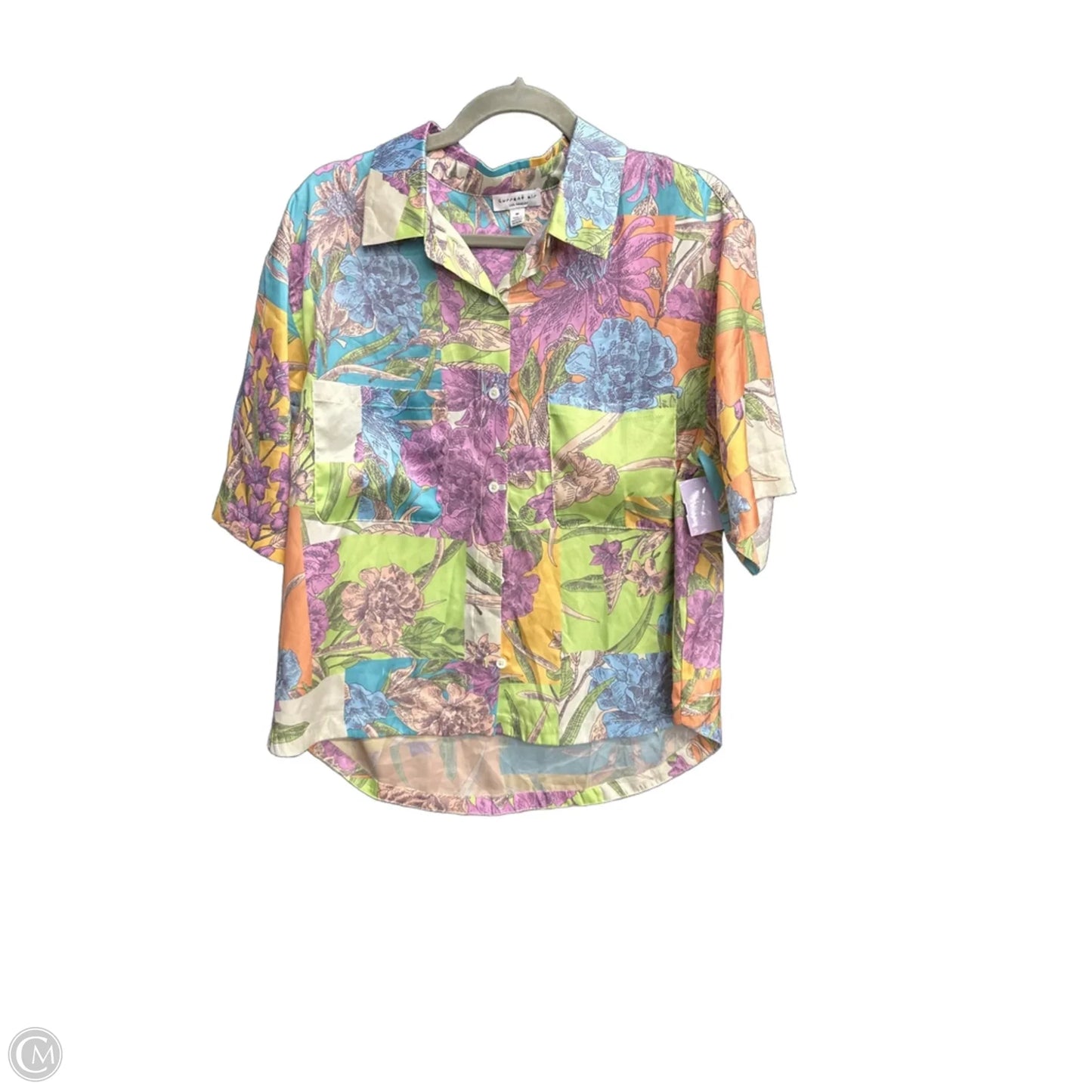 Blouse Short Sleeve By Current Air In Floral Print, Size: M