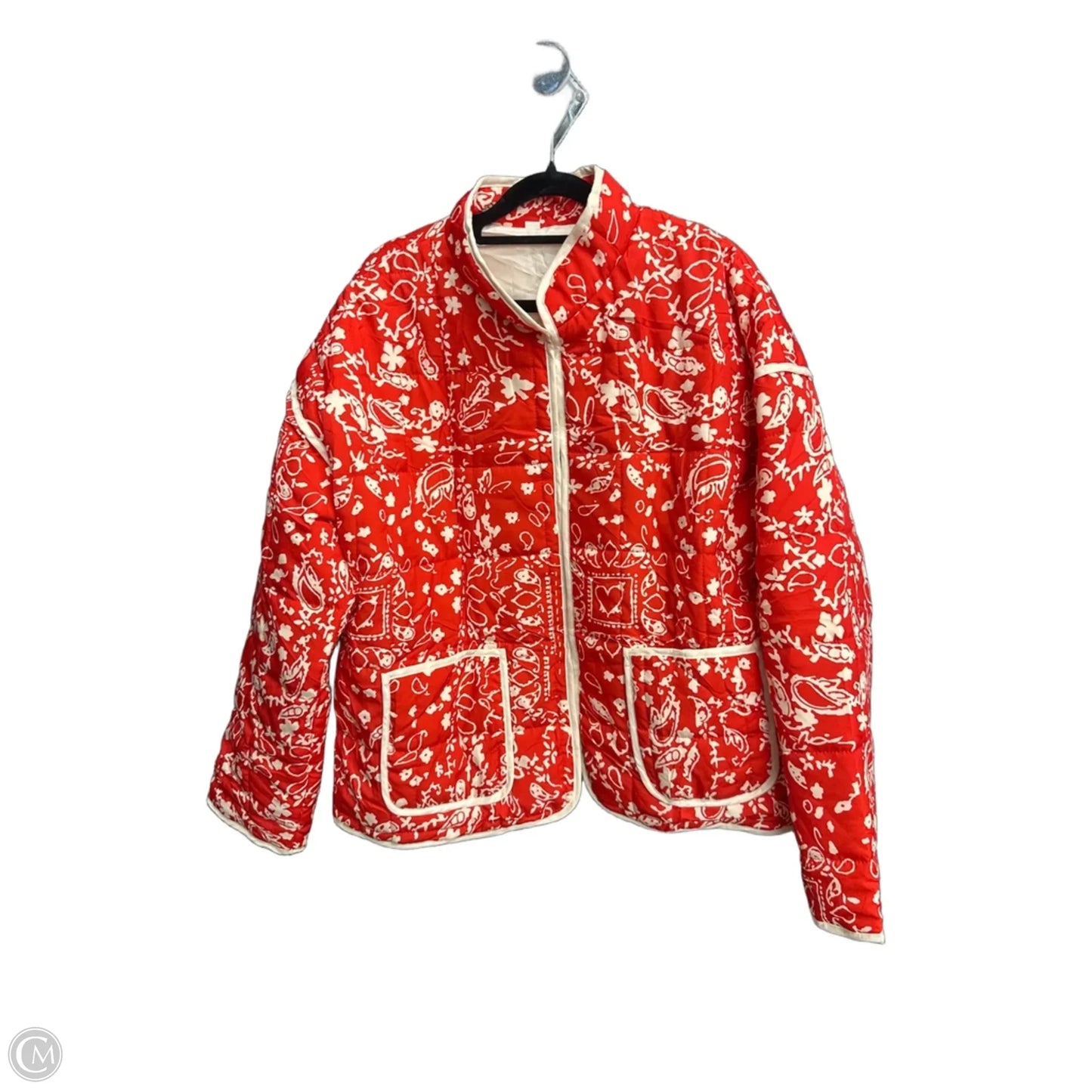 Jacket Puffer & Quilted By Clothes Mentor In Red & White, Size: L