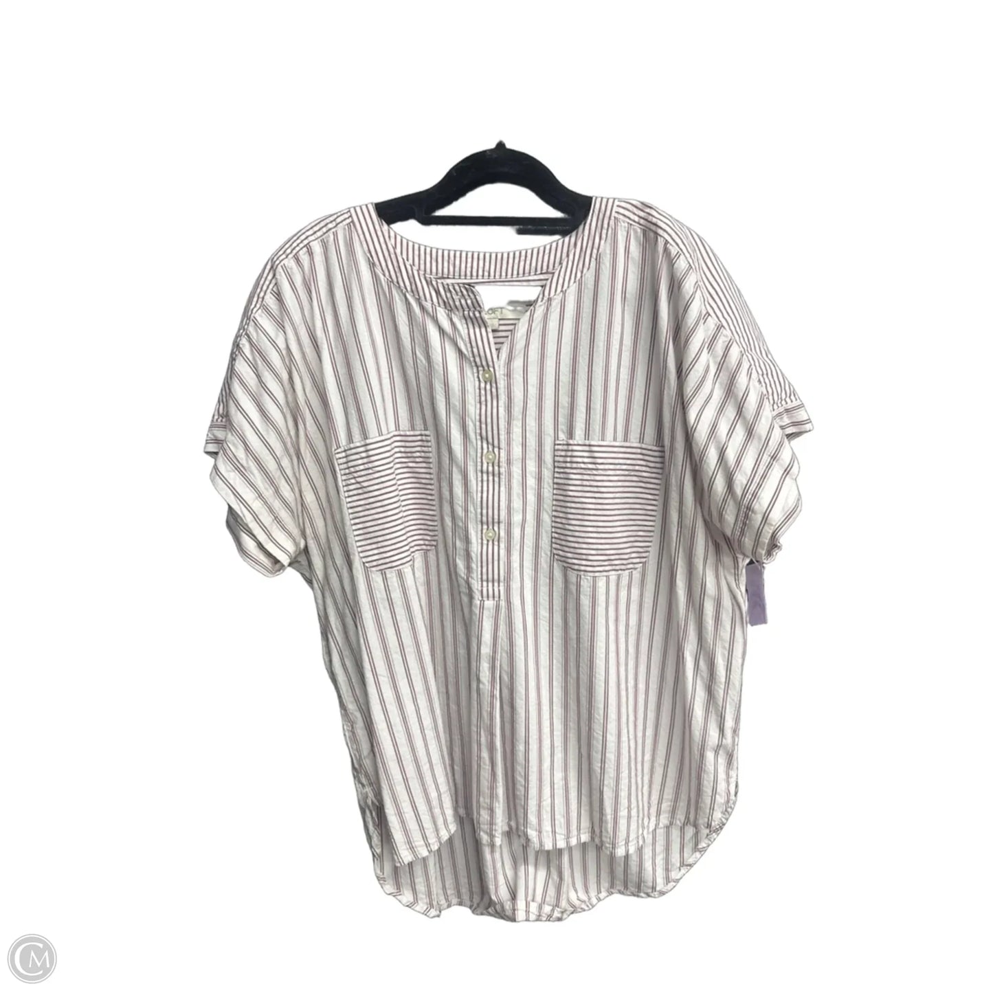 Top Short Sleeve By Loft In Striped Pattern, Size: L