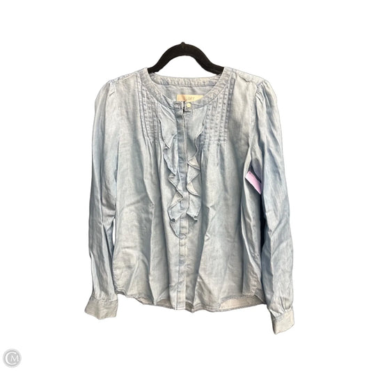 Blouse Long Sleeve By Loft In Blue Denim, Size: Xs
