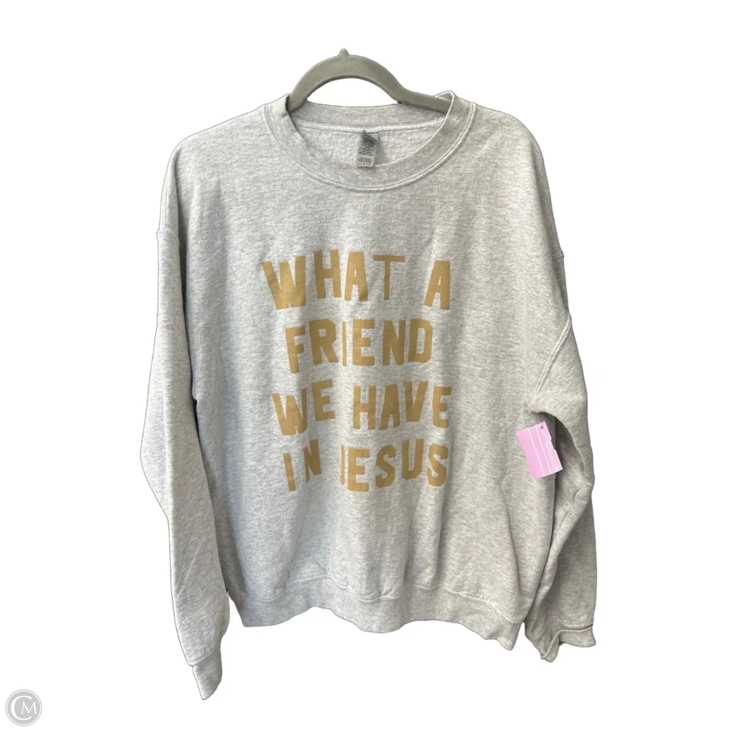 Sweatshirt Crewneck By Gildan In Grey & Yellow, Size: L