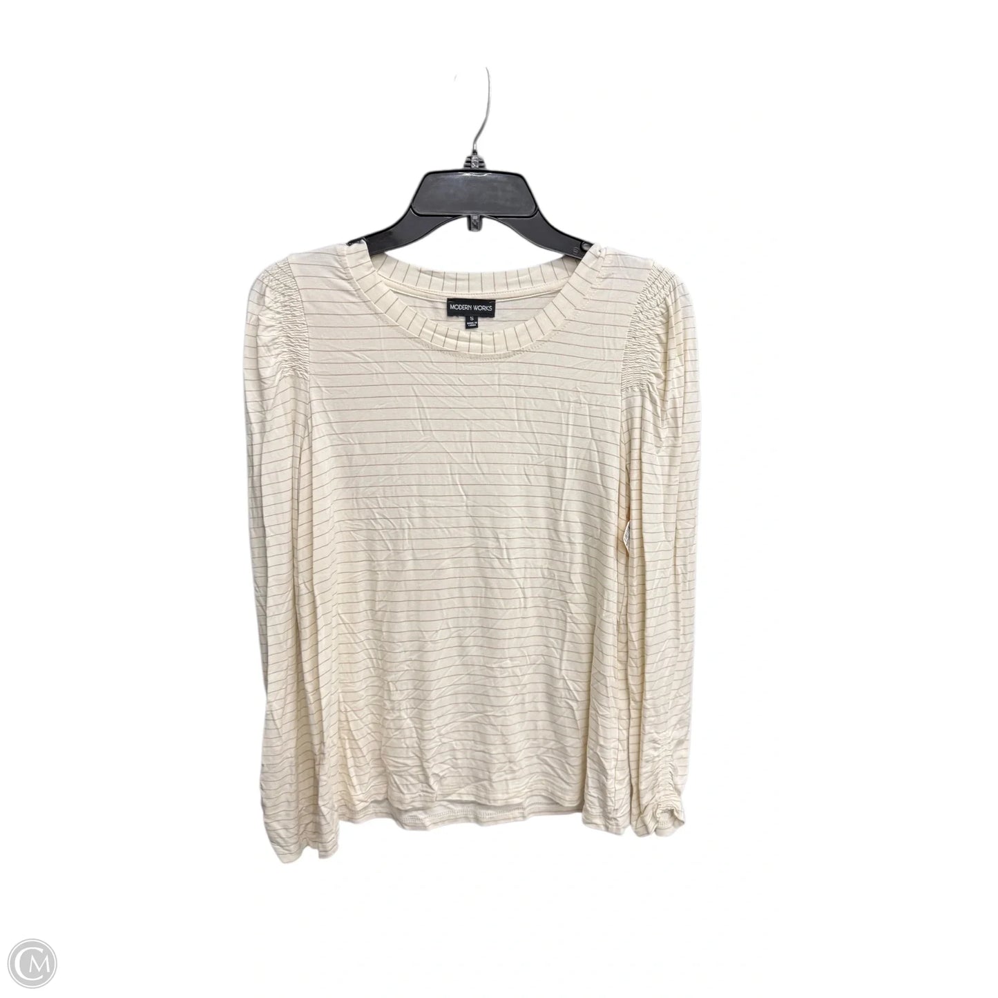 Top Long Sleeve By Modern Works In Striped Pattern, Size: S