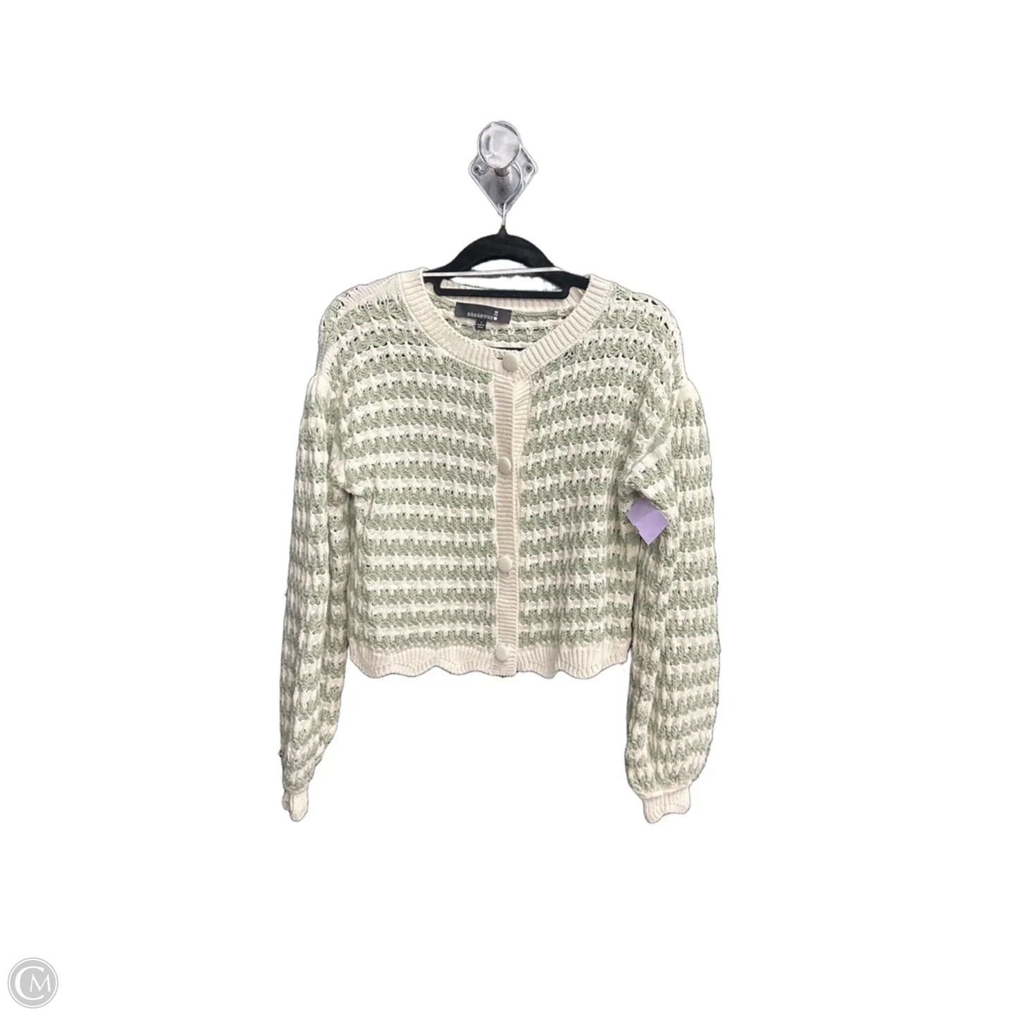 Cardigan By Clothes Mentor In Green & White, Size: S