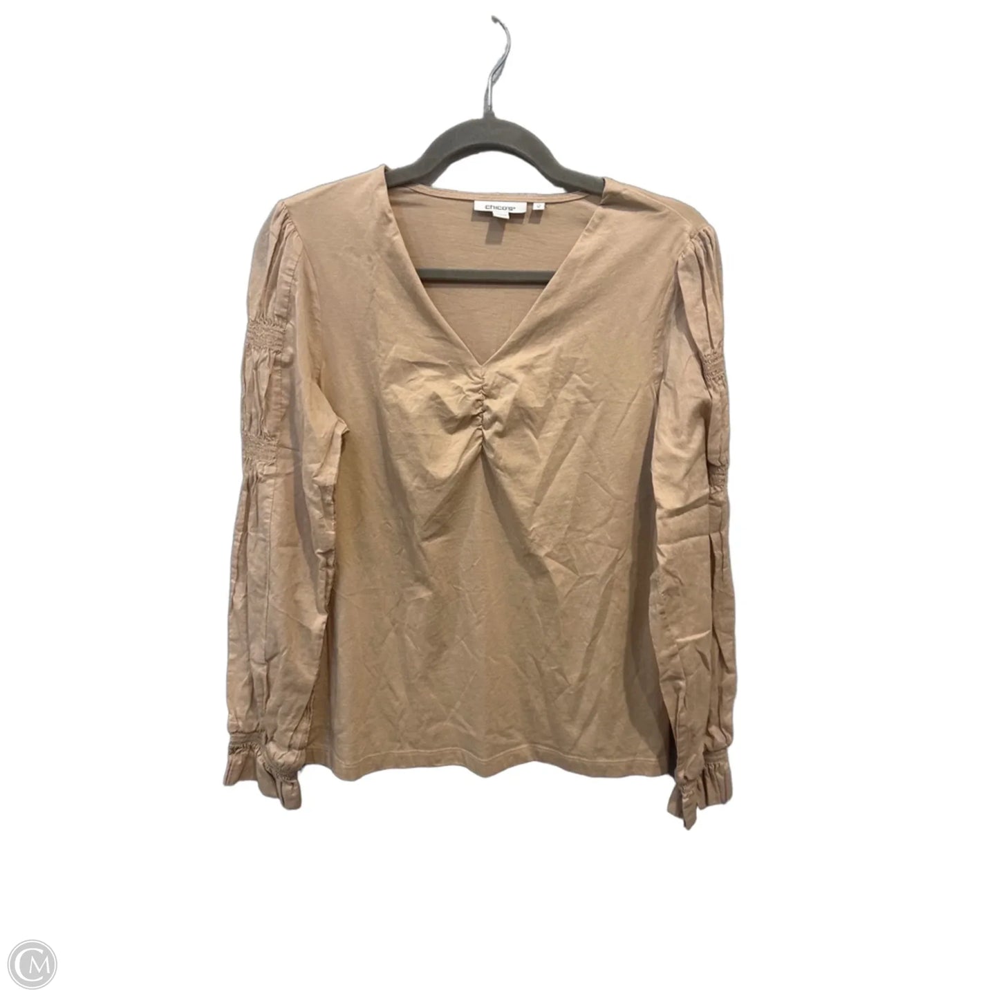 Top Long Sleeve By Chicos In Beige, Size: M