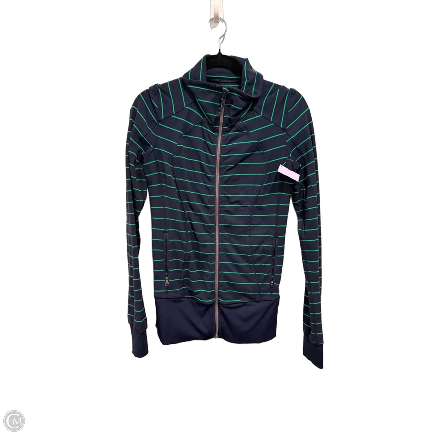 Athletic Jacket By Lululemon In Striped Pattern, Size: M
